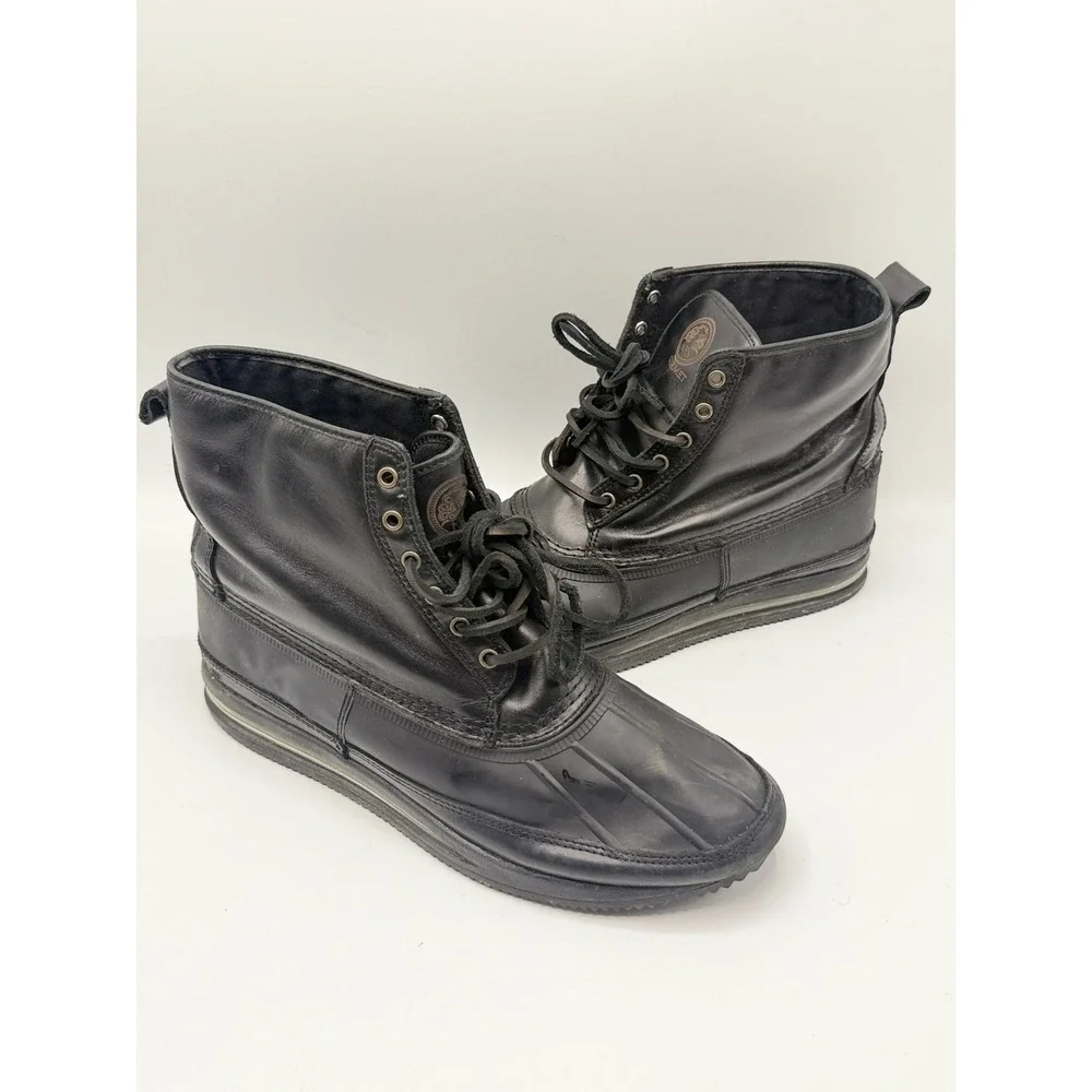 Gourmet The 21 Duck Boot Black Leather Mens Size 12 No Box